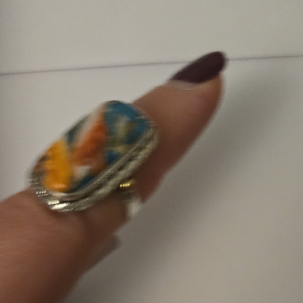 Multicolor Stone Silver Ring - image 8